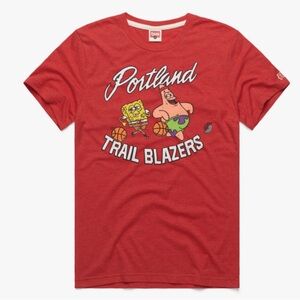 Portland Trailblazers X Sponge Bob red tshirt size large like NEW